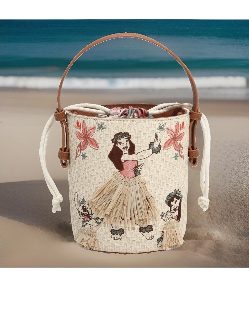 NEW Loungefly Disney Lilo, Stitch & Nani Hula Floral Bucket Purse Crossbody Bag
